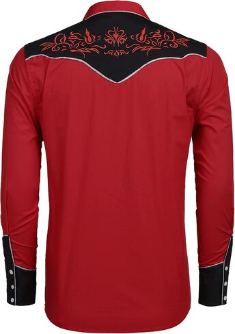 COOFANDY Men's Cowboy Shirtss Embroidered Rose Design Shirts Western Long Sleeve Button Down Shirts in Saudi Arabia