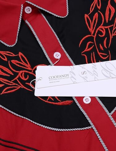 COOFANDY Men's Cowboy Shirtss Embroidered Rose Design Shirts Western Long Sleeve Button Down Shirts in Saudi Arabia