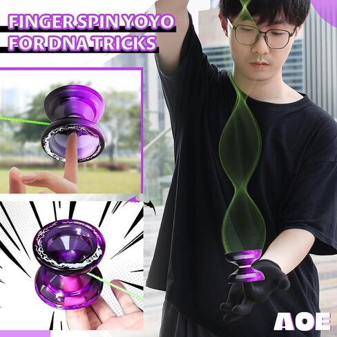 7YO Professional Responsive Yoyo for Beginners, Fingerspin Yoyo for Kids, Dual Purpose Yo-yo AOE Tug Return with 10 Strings, Bag, KK Bearing, Axle, Bearing Removal Tool (Blue Yellow) in Saudi Arabia