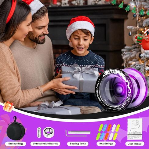 7YO Professional Responsive Yoyo for Beginners, Fingerspin Yoyo for Kids, Dual Purpose Yo-yo AOE Tug Return with 10 Strings, Bag, KK Bearing, Axle, Bearing Removal Tool (Blue Yellow) in Saudi Arabia