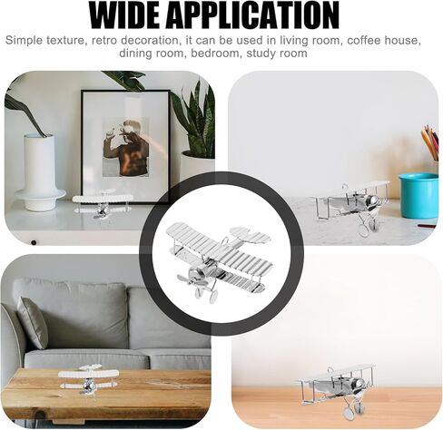 HOMSFOU Retro Iron Aircraft Handicraft Vintage Biplane Airplane Model Wrought Iron Aircraft Toy Desktop Decor Photo Props Fireplace Mantle Ornament in Kuwait