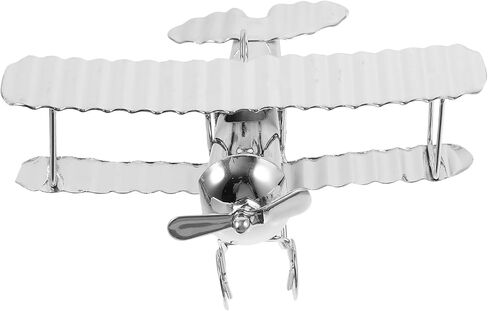 HOMSFOU Retro Iron Aircraft Handicraft Vintage Biplane Airplane Model Wrought Iron Aircraft Toy Desktop Decor Photo Props Fireplace Mantle Ornament in Kuwait