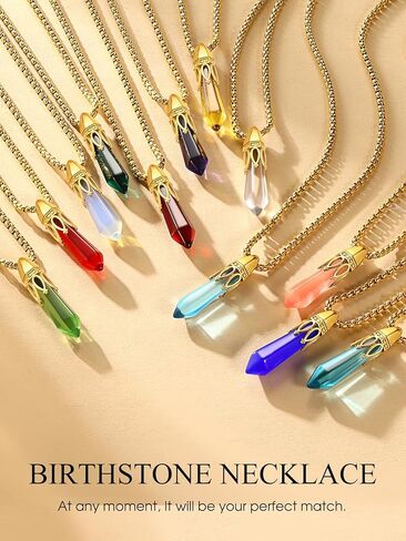 أقراط قلادة من الكريستال على شكل تاج عتيق من Bestyle للنساء، أقراط قلادات جوهرة الميلاد من الكريستال الصناعي الشفاف لمدة 12 شهرًا، مع سلسلة خرز من الفولاذ المقاوم للصدأ/مطلية بالذهب عيار 18 قيراط in Kuwait