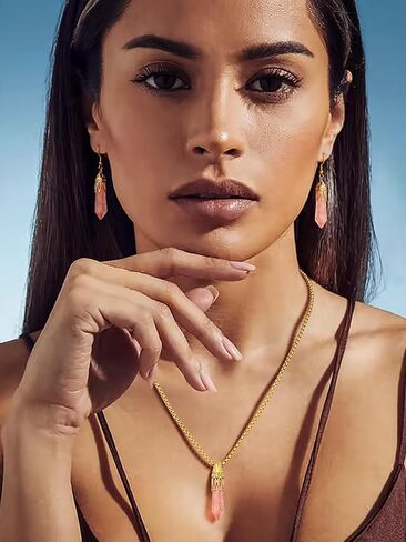 أقراط قلادة من الكريستال على شكل تاج عتيق من Bestyle للنساء، أقراط قلادات جوهرة الميلاد من الكريستال الصناعي الشفاف لمدة 12 شهرًا، مع سلسلة خرز من الفولاذ المقاوم للصدأ/مطلية بالذهب عيار 18 قيراط in Kuwait