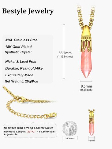 أقراط قلادة من الكريستال على شكل تاج عتيق من Bestyle للنساء، أقراط قلادات جوهرة الميلاد من الكريستال الصناعي الشفاف لمدة 12 شهرًا، مع سلسلة خرز من الفولاذ المقاوم للصدأ/مطلية بالذهب عيار 18 قيراط in Kuwait