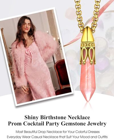 أقراط قلادة من الكريستال على شكل تاج عتيق من Bestyle للنساء، أقراط قلادات جوهرة الميلاد من الكريستال الصناعي الشفاف لمدة 12 شهرًا، مع سلسلة خرز من الفولاذ المقاوم للصدأ/مطلية بالذهب عيار 18 قيراط in Kuwait