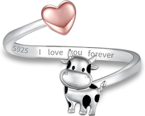المرتفعات البقرة الدائري المرتفعات البقرة الهدايا للنساء المرتفعات البقرة ديكور الفضة والمجوهرات المرتفعات البقرة الاشياء قابل للتعديل حلقات مفتوحة القلب جوهرة خواتم لطيف الحيوان مجوهرات عيد الميلاد هدية عيد ميلاد in Kuwait