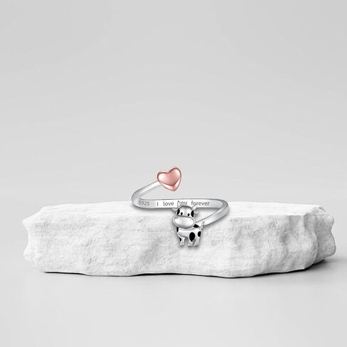 المرتفعات البقرة الدائري المرتفعات البقرة الهدايا للنساء المرتفعات البقرة ديكور الفضة والمجوهرات المرتفعات البقرة الاشياء قابل للتعديل حلقات مفتوحة القلب جوهرة خواتم لطيف الحيوان مجوهرات عيد الميلاد هدية عيد ميلاد in Kuwait