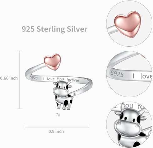 المرتفعات البقرة الدائري المرتفعات البقرة الهدايا للنساء المرتفعات البقرة ديكور الفضة والمجوهرات المرتفعات البقرة الاشياء قابل للتعديل حلقات مفتوحة القلب جوهرة خواتم لطيف الحيوان مجوهرات عيد الميلاد هدية عيد ميلاد in Kuwait