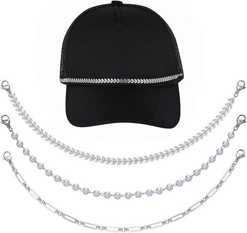 Trucker Hat Chains for Women Trucker Hat Bill Decoration Trucket Hat Charms DIY Mesh Baseball Cap Accessories in Saudi Arabia