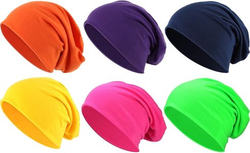 Outus 6 Pieces Thin Knit Slouchy Beanies Cap Chemo Sleep Cap Dwarf Hat for Women Men (Multi-Color) in Saudi Arabia