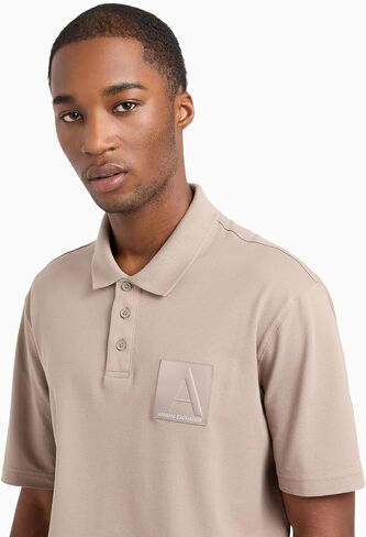 Armani Exchange Men's Limited Edition a Line Logo Stretch Cotton Polo in Saudi Arabia
