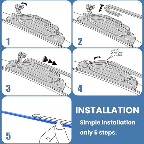 GSPSCN OEM جودة 20 بوصة + 20 بوصة استبدال شفرات ممسحة الزجاج الأمامي الأصلية الممتازة، شفرات ممسحة أوتوماتيكية هادئة ومتينة ومستقرة عالية الأداء لجميع المواسم لخطاف J (حزمة من 2) in Kuwait
