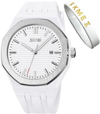 SKMEI Watches for Men Silicone Easy Read Waterproof Sport Casual Fashion Analog Quartz Luminous Fathers Gifts Black Wrist Watch in Kuwait