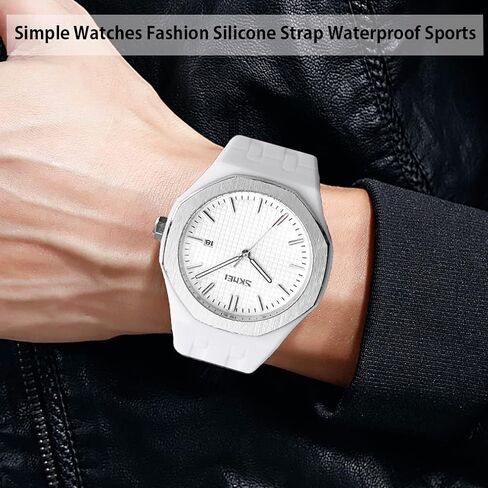 SKMEI Watches for Men Silicone Easy Read Waterproof Sport Casual Fashion Analog Quartz Luminous Fathers Gifts Black Wrist Watch in Kuwait