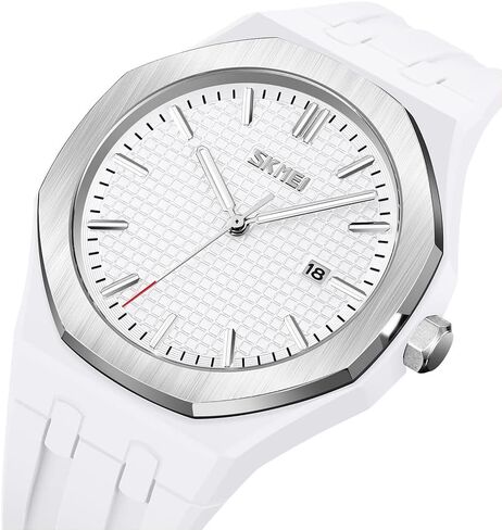 SKMEI Watches for Men Silicone Easy Read Waterproof Sport Casual Fashion Analog Quartz Luminous Fathers Gifts Black Wrist Watch in Kuwait