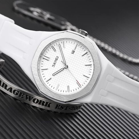 SKMEI Watches for Men Silicone Easy Read Waterproof Sport Casual Fashion Analog Quartz Luminous Fathers Gifts Black Wrist Watch in Kuwait