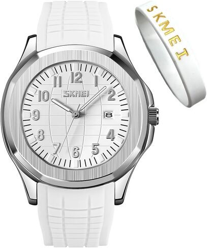 SKMEI Watches for Men Silicone Easy Read Waterproof Sport Casual Fashion Analog Quartz Luminous Fathers Gifts Black Wrist Watch in Kuwait