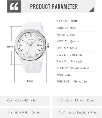 SKMEI Watches for Men Silicone Easy Read Waterproof Sport Casual Fashion Analog Quartz Luminous Fathers Gifts Black Wrist Watch in Kuwait