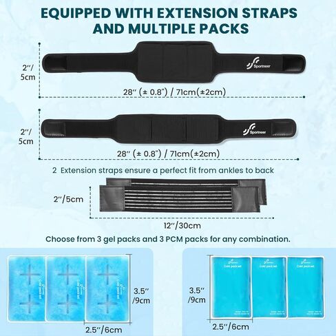 عبوات ثلج للإصابات قابلة لإعادة الاستخدام، مجموعة عبوات ثلج هلامية ساخنة وباردة من سبورتنير - علاج محمول للركبة والكتف وتخفيف آلام الكاحل - ضغط بارد للإصابات والتهاب المفاصل والتعافي - المنزل والمكتب والسفر in Kuwait