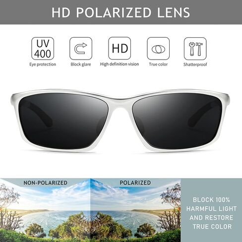 SUNGAIT Sunglasses Men Polarized Rectangle: Sports Sun Glasses UV Protection – Cool Shades for Driving Running Fishing Golf in Saudi Arabia