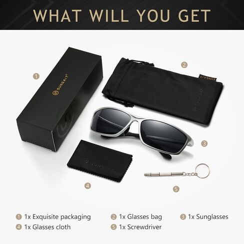 SUNGAIT Sunglasses Men Polarized Rectangle: Sports Sun Glasses UV Protection – Cool Shades for Driving Running Fishing Golf in Saudi Arabia