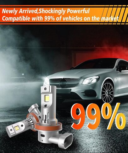 H11/H9/H8 Led Bulb 12000LM led headlight 6500K White 16 SMD Chip Fog Light 50W Plug and Play Fast Bulbs Replacement IP68 Waterproof,Pack of 2 in Saudi Arabia