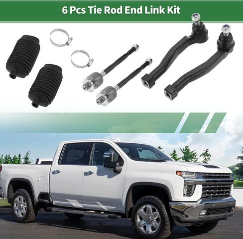 X AUTOHAUX 6 Pcs Front Suspension Kit Inner Outer Tie Rod Ends with Tie Rod Boots for Suzuki Swift+ 2004-2007 No.EV800577/ES800033 in Saudi Arabia