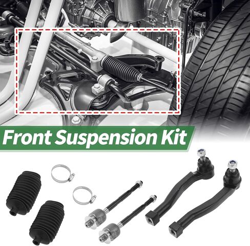 X AUTOHAUX 6 Pcs Front Suspension Kit Inner Outer Tie Rod Ends with Tie Rod Boots for Suzuki Swift+ 2004-2007 No.EV800577/ES800033 in Saudi Arabia