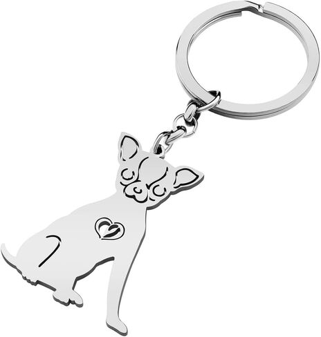Stainless Steel Pug Dog Keychain Chihuahua Labrador Corgi Puppy Key Ring Charms Pets Gifts for Women Girls Dog Lovers in Kuwait