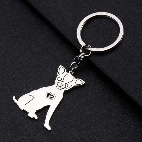 Stainless Steel Pug Dog Keychain Chihuahua Labrador Corgi Puppy Key Ring Charms Pets Gifts for Women Girls Dog Lovers in Kuwait