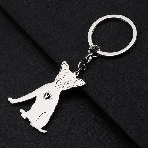 Stainless Steel Pug Dog Keychain Chihuahua Labrador Corgi Puppy Key Ring Charms Pets Gifts for Women Girls Dog Lovers in Kuwait