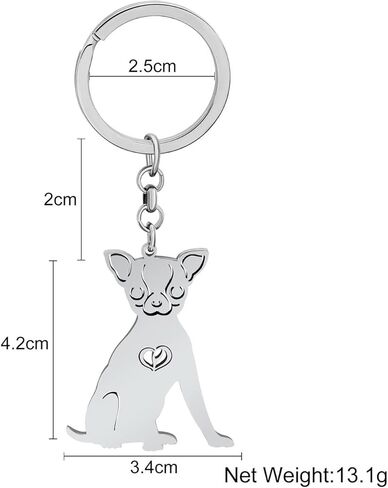 Stainless Steel Pug Dog Keychain Chihuahua Labrador Corgi Puppy Key Ring Charms Pets Gifts for Women Girls Dog Lovers in Kuwait