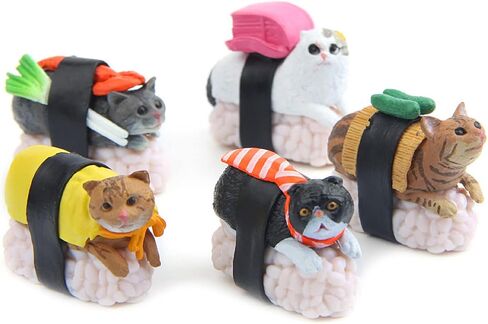 5 PCS Cartoon Cat Key Chain Cute Animal Keychain Resin Creative Funny Keychain in Saudi Arabia