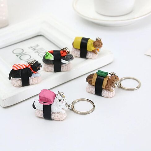 5 PCS Cartoon Cat Key Chain Cute Animal Keychain Resin Creative Funny Keychain in Saudi Arabia