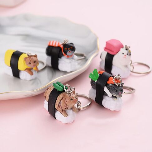 5 PCS Cartoon Cat Key Chain Cute Animal Keychain Resin Creative Funny Keychain in Saudi Arabia