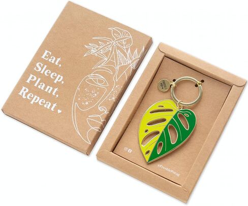 Tropical Plant Leaf Enamel Keychain Gift for Plant Lovers Gold Botanic Keyring Plant Mom Bag Charm Monstera in Saudi Arabia
