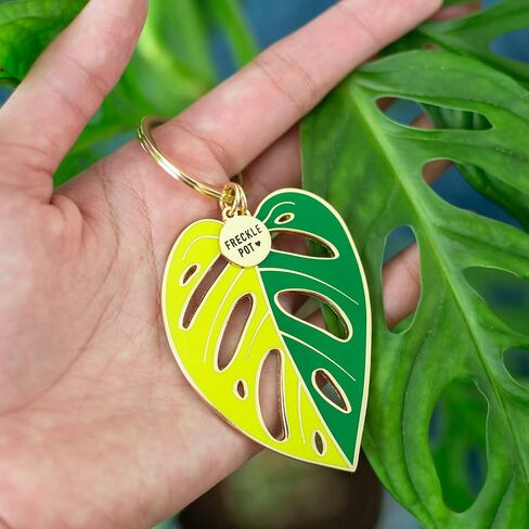 Tropical Plant Leaf Enamel Keychain Gift for Plant Lovers Gold Botanic Keyring Plant Mom Bag Charm Monstera in Saudi Arabia