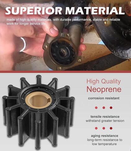 18838-0001 Inboard Water Pump Impeller Kit 12 Blade Replacement for Sherwood 09959K Johnson 09-701B-1 Jabsco 18838-0001 Volvo Penta 835512-5 3854286 Onan 132-0317 Pleasurecraft RP061015 in Kuwait