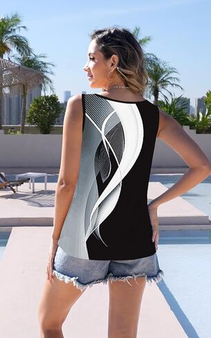 Tank Tops for Women Summer Tops Casual Button Down Shirts Loose Fit V Neck Sleeveless T Shirts in Saudi Arabia