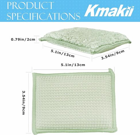 KMAKII Bamboo Kitchen Sponges Dish Sponge Super Absorbent Natural Dish Sponges,3 Color, Pack of 6 in Kuwait