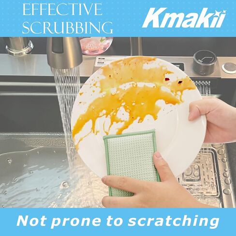 KMAKII Bamboo Kitchen Sponges Dish Sponge Super Absorbent Natural Dish Sponges,3 Color, Pack of 6 in Kuwait