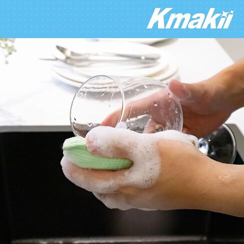 KMAKII Bamboo Kitchen Sponges Dish Sponge Super Absorbent Natural Dish Sponges,3 Color, Pack of 6 in Kuwait