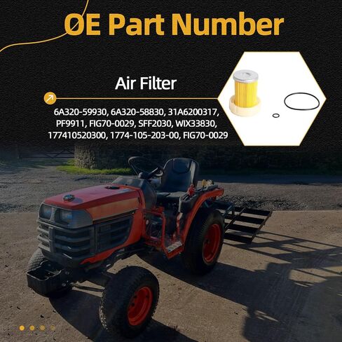 6 فلتر الوقود مناسب لكوبوتا B3030 B7400 L3800DT L3800F RTVX1120DW RTVX1140R M5640SU لـ Mahindra 2216 2415 2516 3316 2516 HST OE# 6A320-59930,6A320-58830 مع حلقة دائرية 6A320-59950 6A320-59940 in Kuwait