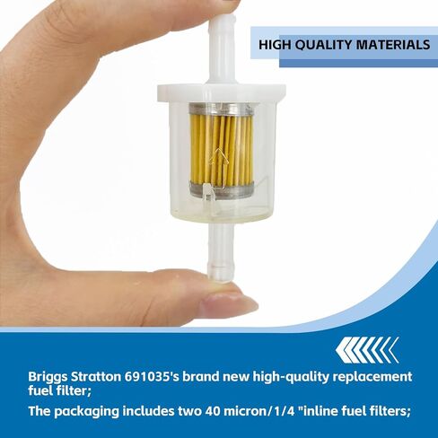 2pcs Replacement Fuel Filter, Universal 40 Micron 1/4" Inline Fuel Filter, Suitable for Briggs & Stratton 691035, Compatible with Kawasaki 49019-0014 49019-7001 in Saudi Arabia