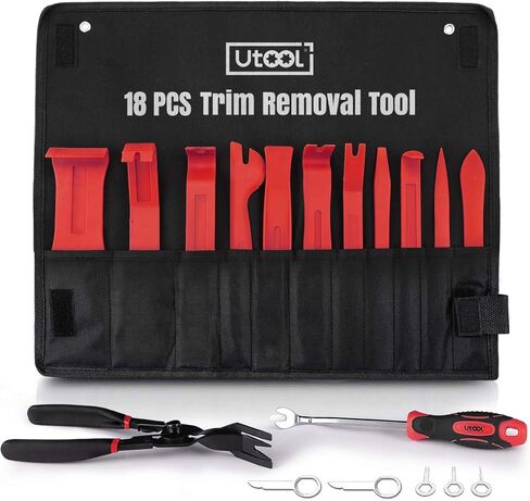 UTOOL UTSA00104 إزالة لوحة باب السيارة باللون الأصفر مع كماشة مزيل مشبك وأدوات إزالة ستيريو الصوت والراديو 18 قطعة in Kuwait