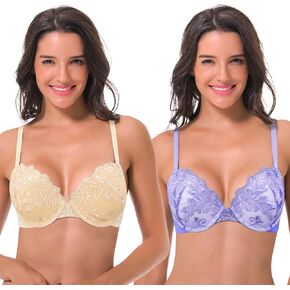 Curve Muse Women's Plus Size Add 1 and a Half Cup Push Up Underwire Bras
