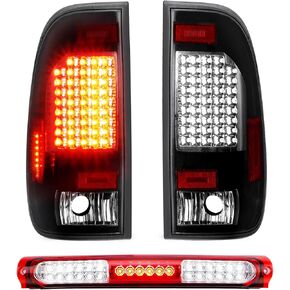 Tail Light + 3rd Third Brake Cargo Lamp for 2004 2005 2006 2007 2008 Ford F-150, High Mount Stop Light Rear LED Taillight Assembly, FO2800182 FO2801182 5L3Z13405CA 6L3Z13405BA 4L3Z13405AA