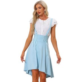 Allegra K Halloween Christmas Gothic Brace Skirts for Women's Lace Up Midi High Low Suspender Skirt