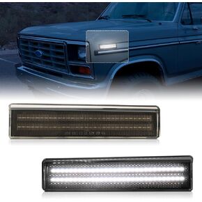 LED Front Side Marker Lights for 1980-1986 Ford Bronco F150 F250 F350 Pickup Truck SUV Bumper Signal Lamp with Smoked Lens, Amber Lighting